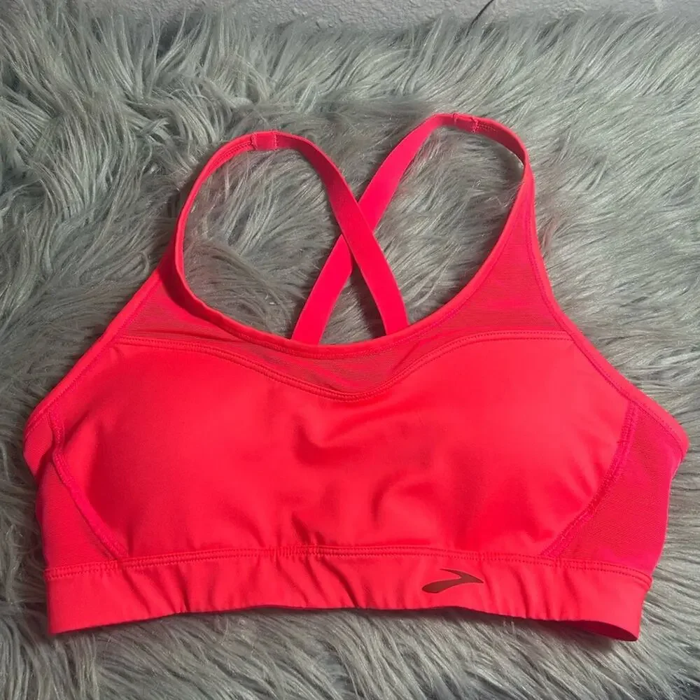 Brooks FastForward Crossback Sports Bra Hot Pink Size Small